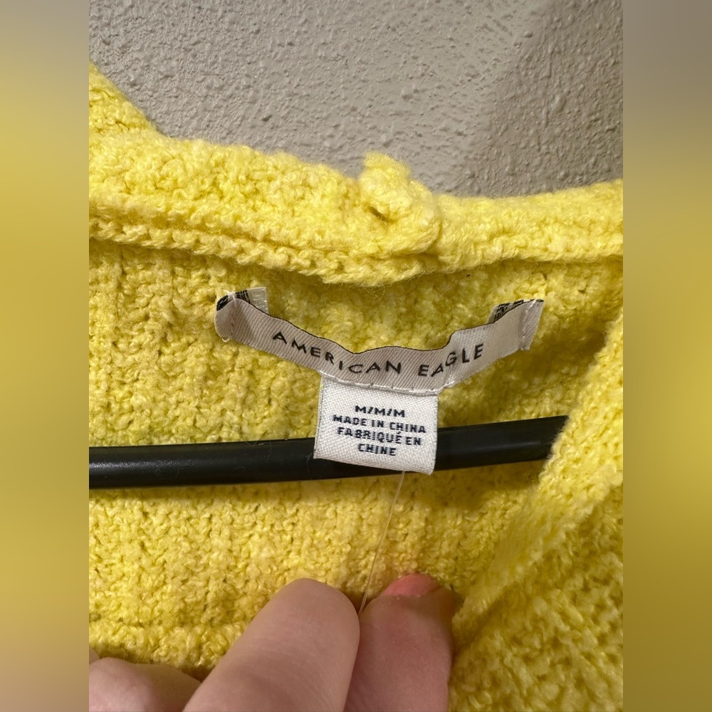 NWT American Eagle Yellow Soft Knit Hoodie - Picture 3 of 6